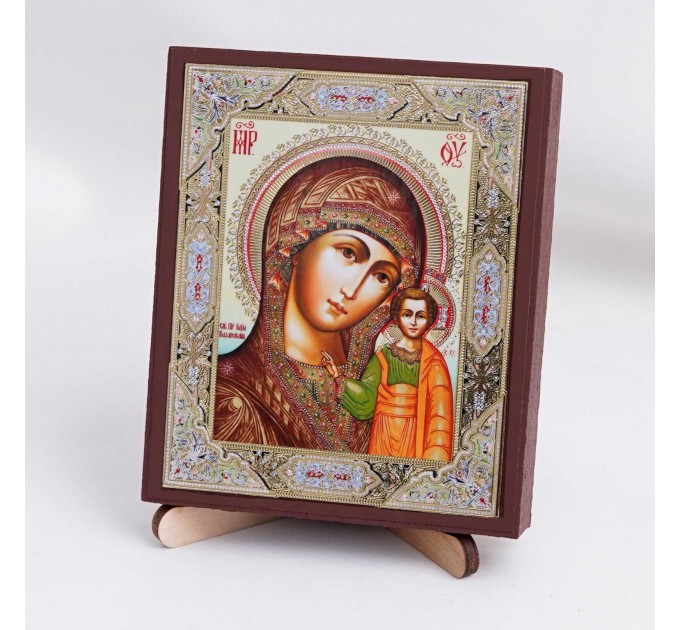 Икона на дереве 9×11, Литография, Казанская БМ