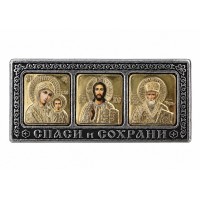 Икона в машину, триптих из пластика на липучке, 4x9 см