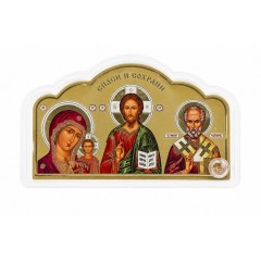 Икона в машину, объёмный триптих из пластика на липучке, 4,5x8 см Икона в машину, объёмный триптих из пластика на липучке, 4,5x8 см