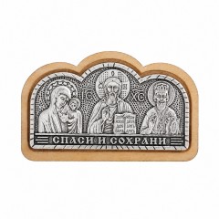 Икона в машину, триптих из металла на деревянной основе на липучке, 3.5x5.7 см Икона в машину, триптих из металла на деревянной основе на липучке, 3.5x5.7 см