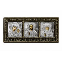 Икона в машину, триптих из пластика на липучке, 4x9 см