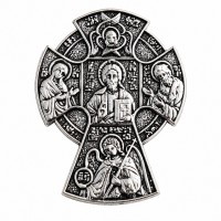 Икона в машину, Крест из металла (гальваника) на липучке, 3.5x4.5 см