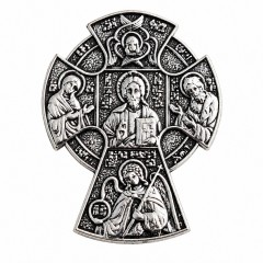 Икона в машину, Крест из металла (гальваника) на липучке, 3.5x4.5 см Икона в машину, Крест из металла (гальваника) на липучке, 3.5x4.5 см