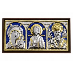 Икона в машину, триптих из метала (серебрение/цвет) на липучке, 5.5x10.5 см Икона в машину, триптих из метала (серебрение/цвет) на липучке, 5.5x10.5 см