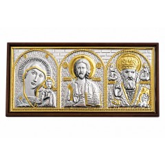 Икона в машину, триптих из метала (серебрение/цвет) на липучке, 5.5x10.5 см Икона в машину, триптих из метала (серебрение/цвет) на липучке, 5.5x10.5 см