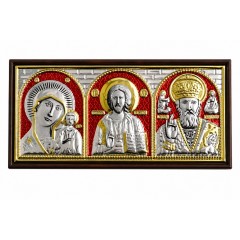 Икона в машину, триптих из метала (серебрение/цвет) на липучке, 5.5x10.5 см Икона в машину, триптих из метала (серебрение/цвет) на липучке, 5.5x10.5 см