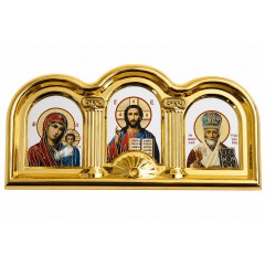 Икона в машину, объёмный триптих из пластика на липучке, 6.5x13 см Икона в машину, объёмный триптих из пластика на липучке, 6.5x13 см