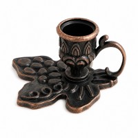 Металлический подсвечник Клён с ручкой. Бронзовый цвет