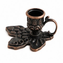 Металлический подсвечник Клён с ручкой. Бронзовый цвет
