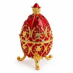 Декоративное Фаберже Яйцо - шкатулка с короной, красное 11 см