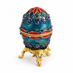 Декоративное Фаберже Яйцо - шкатулка «Цветочный» синие 7 см