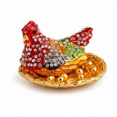 Декоративная Курочка - шкатулка, с камнями 4 см