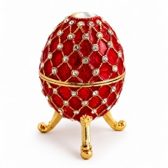Декоративное Фаберже Яйцо - шкатулка «Сетка» красное 9 см