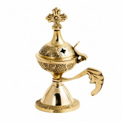 Латунная кадильница с орнаментом и ручкой