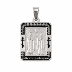 Петр и Феврония Нательная икона, Мельхиор с серебрением