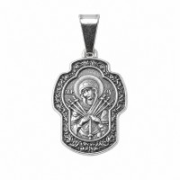 Семистрельная БМ Нательная икона, Мельхиор с серебрением