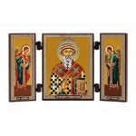 Тройной складень Спиридон Тримифунтский с Архангелами, 7,5x13 см
