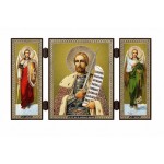 Тройной складень Александр Невский с Архангелами, 7,5x13 см