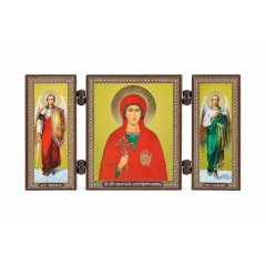 Тройной складень Анастасия Узорешительница с Архангелами, 7,5x13 см