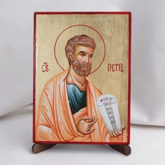 Икона Петр апостол на дереве, ручная отделка сусальным золотом, 17×23 см