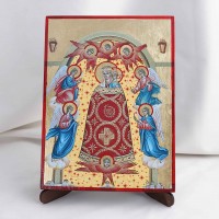 Икона Прибавление ума БМ на дереве, ручная отделка сусальным золотом, 17×23 см