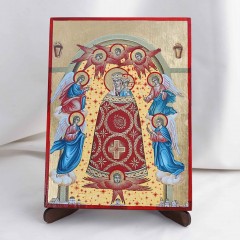 Икона Прибавление ума БМ на дереве, ручная отделка сусальным золотом, 17×23 см
