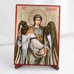 Икона Михаил Архангел на дереве, ручная отделка сусальным золотом, 17×23 см