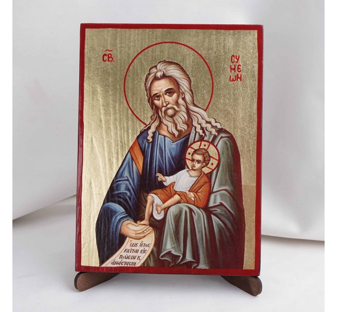Икона Симеон на дереве, ручная отделка сусальным золотом, 17×23 см