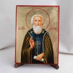 Икона Сергий Радонежский на дереве, ручная отделка сусальным золотом, 17×23 см