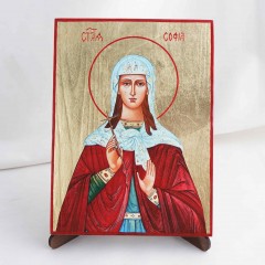 Икона София на дереве, ручная отделка сусальным золотом, 17×23 см