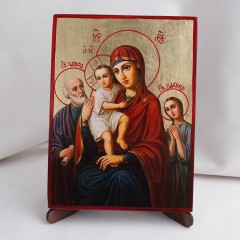 Икона Трех радостей БМ на дереве, ручная отделка сусальным золотом, 17×23 см