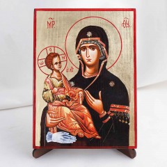 Икона Троеручица БМ на дереве, ручная отделка сусальным золотом, 17×23 см