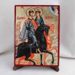 Икона Борис и Глеб на дереве, ручная отделка сусальным золотом, 17×23 см