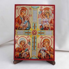 Икона Четырехчастная на дереве, ручная отделка сусальным золотом, 17×23 см