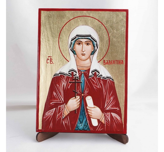 Икона Валентина на дереве, ручная отделка сусальным золотом, 17×23 см