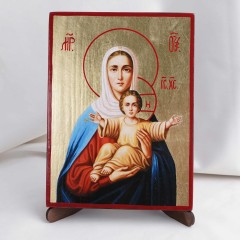 Икона Аз Eсмь с вами, и никто же на вы (Леушинская) на дереве, ручная отделка сусальным золотом, 17×23 см