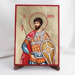 Икона Виктор на дереве, ручная отделка сусальным золотом, 17×23 см