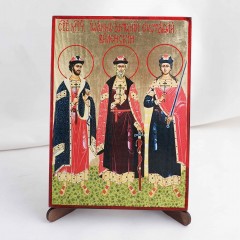 Икона Виленские Мученики на дереве, ручная отделка сусальным золотом, 17×23 см