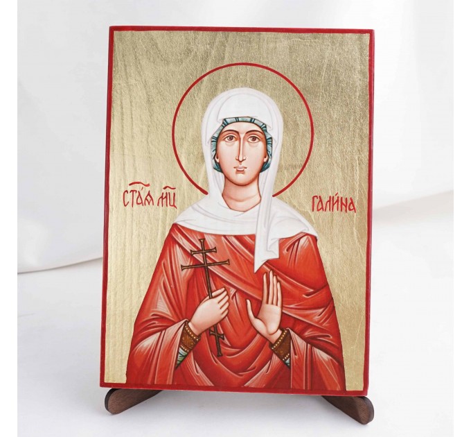 Икона Галина на дереве, ручная отделка сусальным золотом, 17×23 см