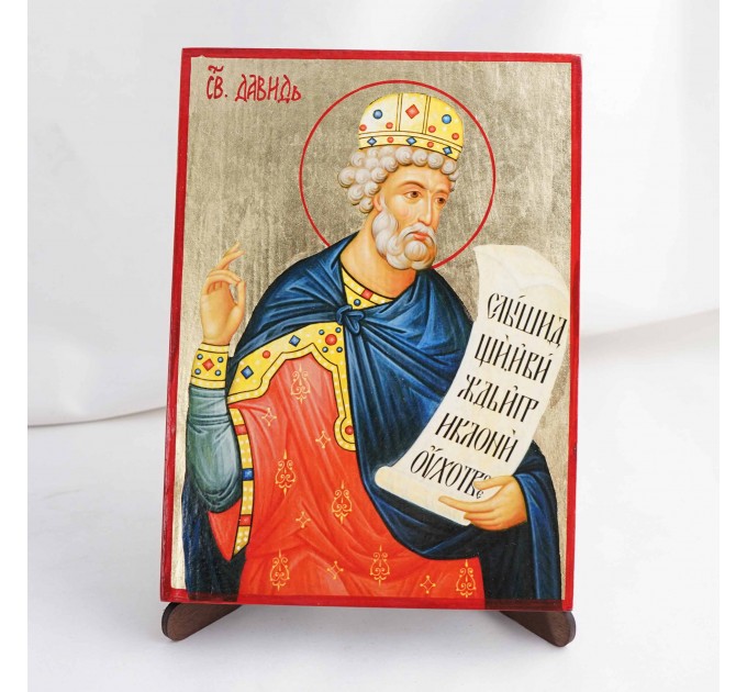 Икона Давид на дереве, ручная отделка сусальным золотом, 17×23 см