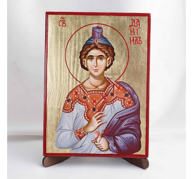 Икона Даниил на дереве, ручная отделка сусальным золотом, 17×23 см