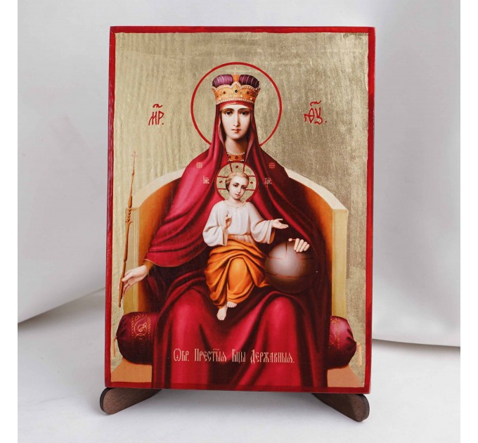 Икона Державная БМ на дереве, ручная отделка сусальным золотом, 17×23 см