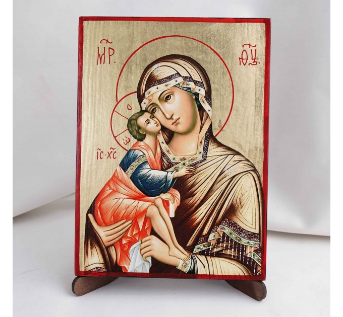 Икона Донская БМ на дереве, ручная отделка сусальным золотом, 17×23 см