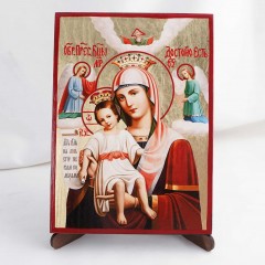 Икона Достойно Есть БМ на дереве, ручная отделка сусальным золотом, 17×23 см
