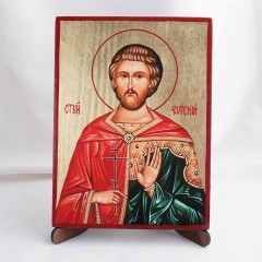 Икона Евгений на дереве, ручная отделка сусальным золотом, 17×23 см