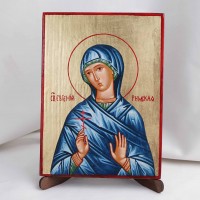 Икона Евгения Римская на дереве, ручная отделка сусальным золотом, 17×23 см