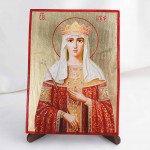 Икона Елена на дереве, ручная отделка сусальным золотом, 17×23 см