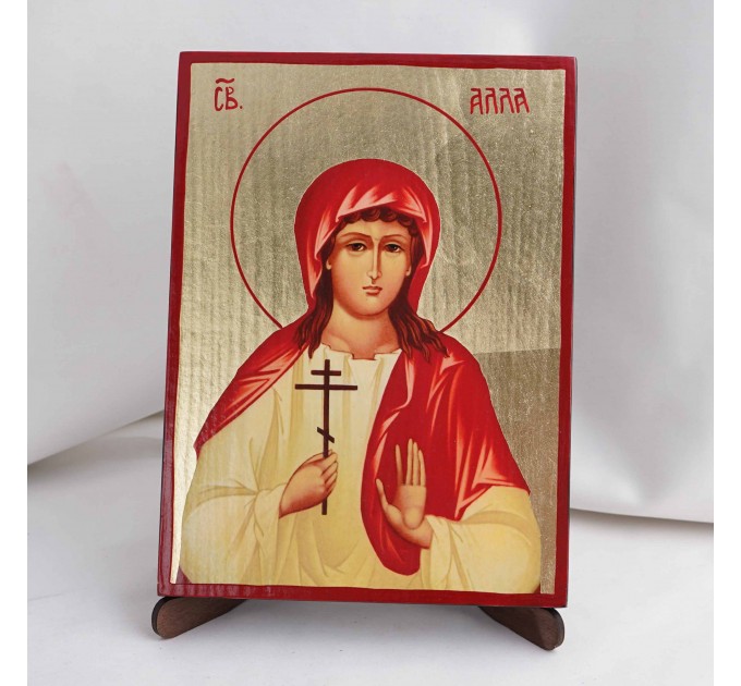 Икона Алла Готфская на дереве, ручная отделка сусальным золотом, 17×23 см