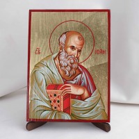Икона Иоанн Богослов на дереве, ручная отделка сусальным золотом, 17×23 см