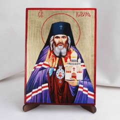 Икона Иоанн Шанхайский на дереве, ручная отделка сусальным золотом, 17×23 см